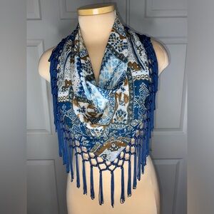 Boho Pullover Cowl Scarf | Fringe Tassels | Winter Layering | Statement Piece